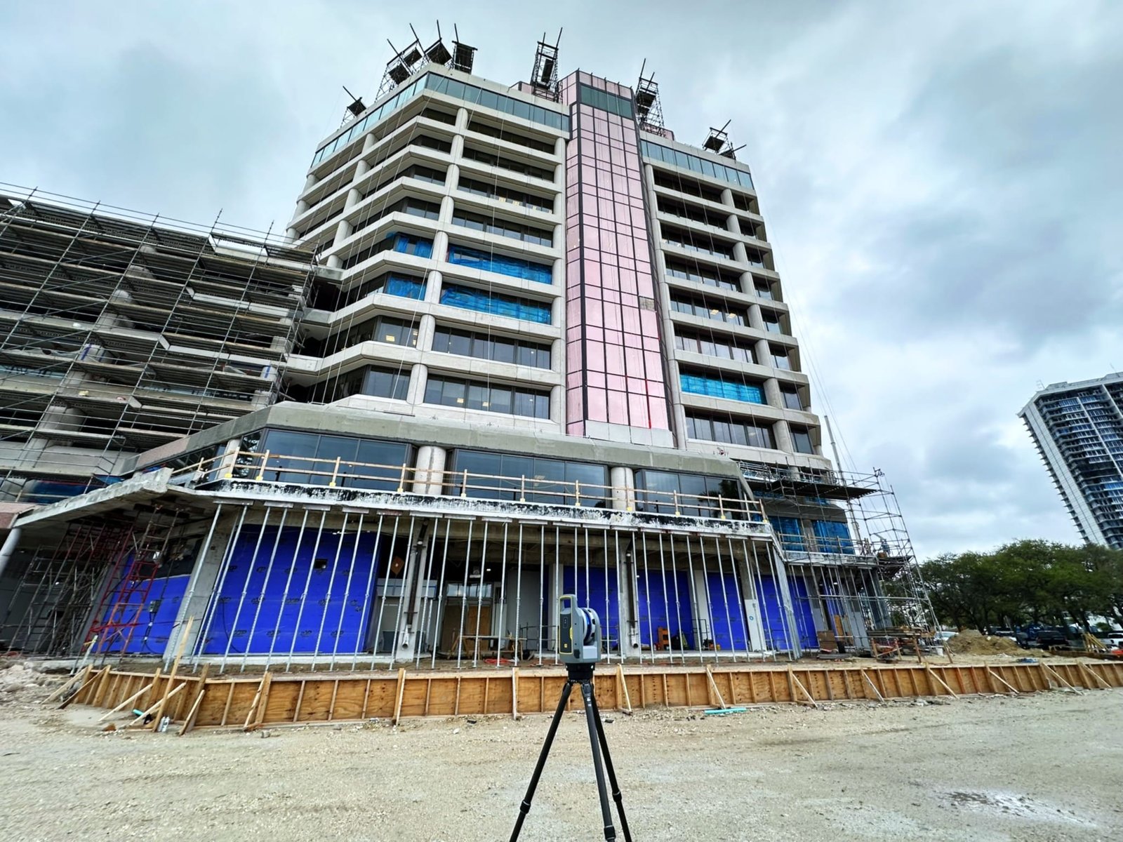 LiDAR scanner at highrise construction — ALTA survey
