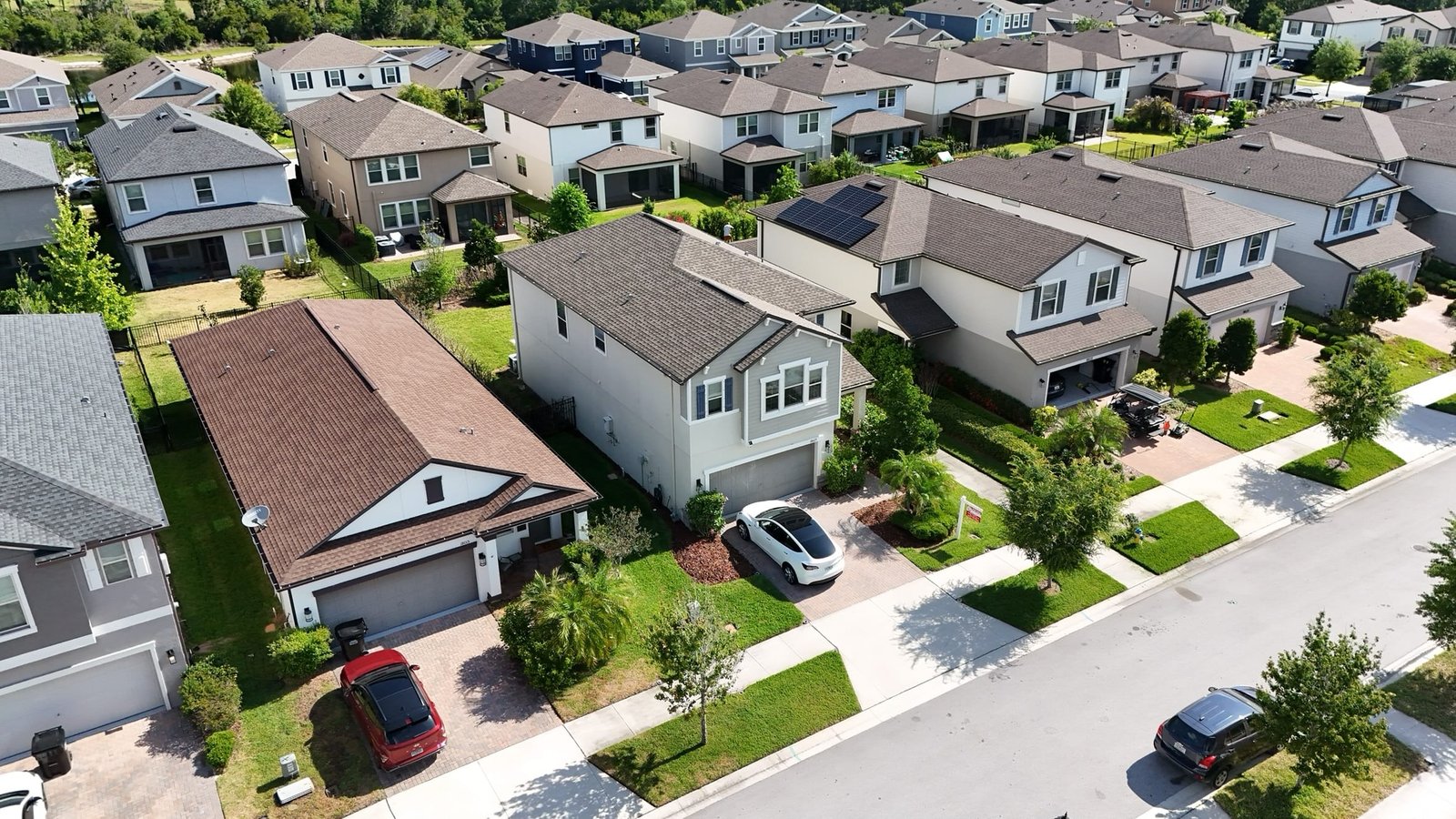 Aerial view of residential neighborhood — elevation certificate